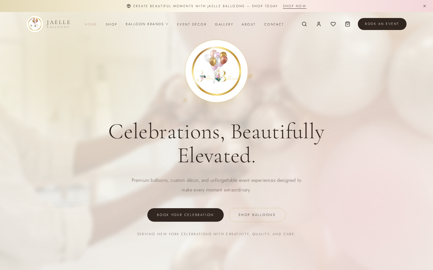 Jaelle Balloons — Website Mockup website preview