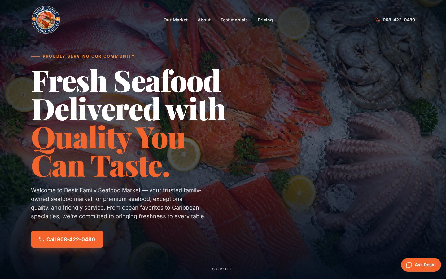 Desir Family Seafood Market website preview